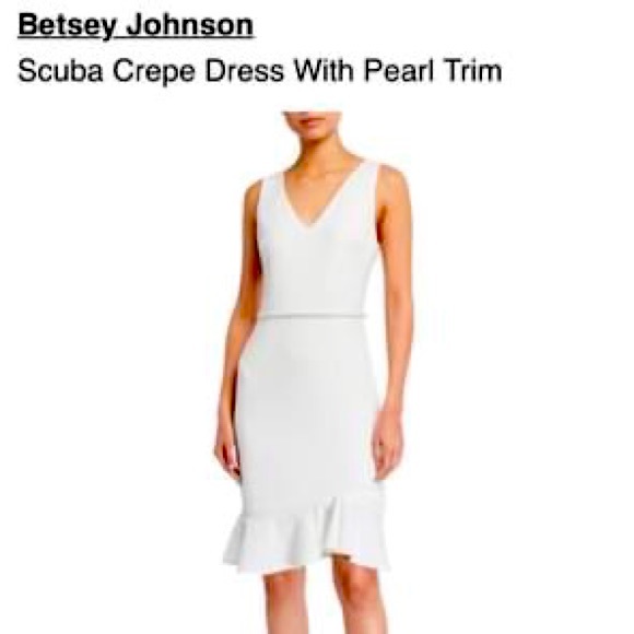 Betsey Johnson size 12 crepe dress with pearl trim - Picture 1 of 4
